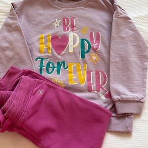 Purple 'Be Happy Forever' Purple Sweatshirt and Pants Set